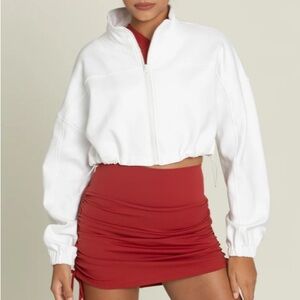 Goldhinge White Cinched Zip-Up Jacket XS